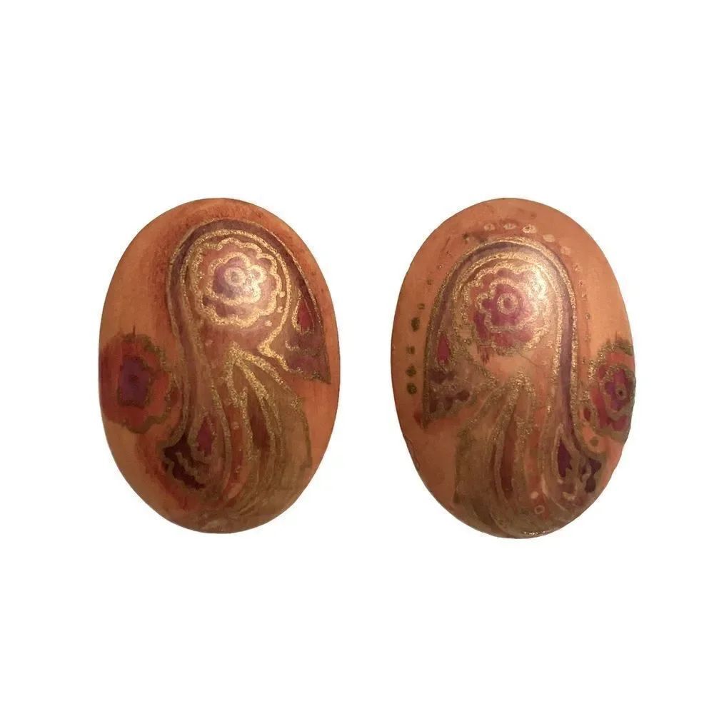 Vintage Wood Painted Earrings
